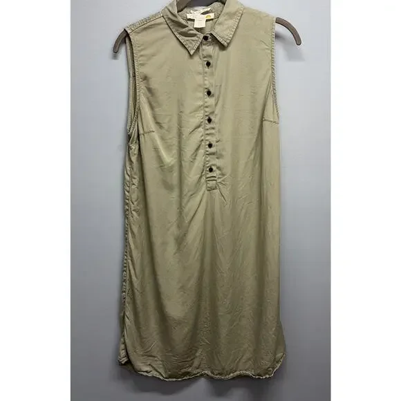 C&C California Sleeveless Shirt Dress - Women’s Size Medium - 100% Lyocell Green - Picture 1 of 5